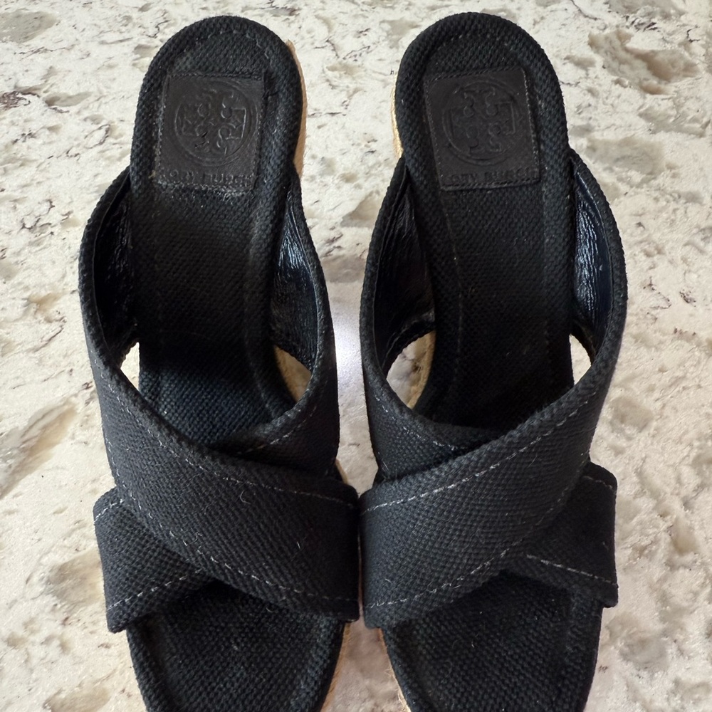 SOLD!!!! Tory Burch Black Woven Slide Sandals